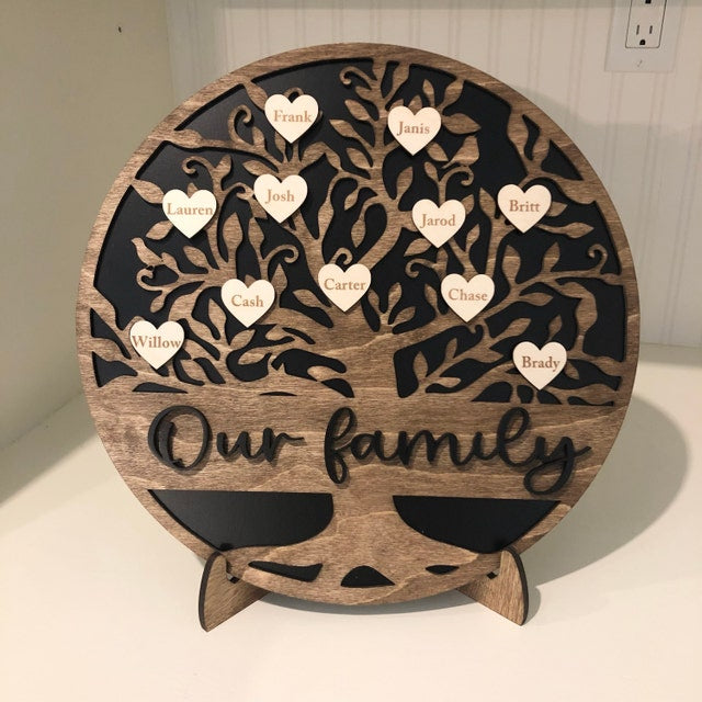 Family Tree Wood Sign w/ easel  14"